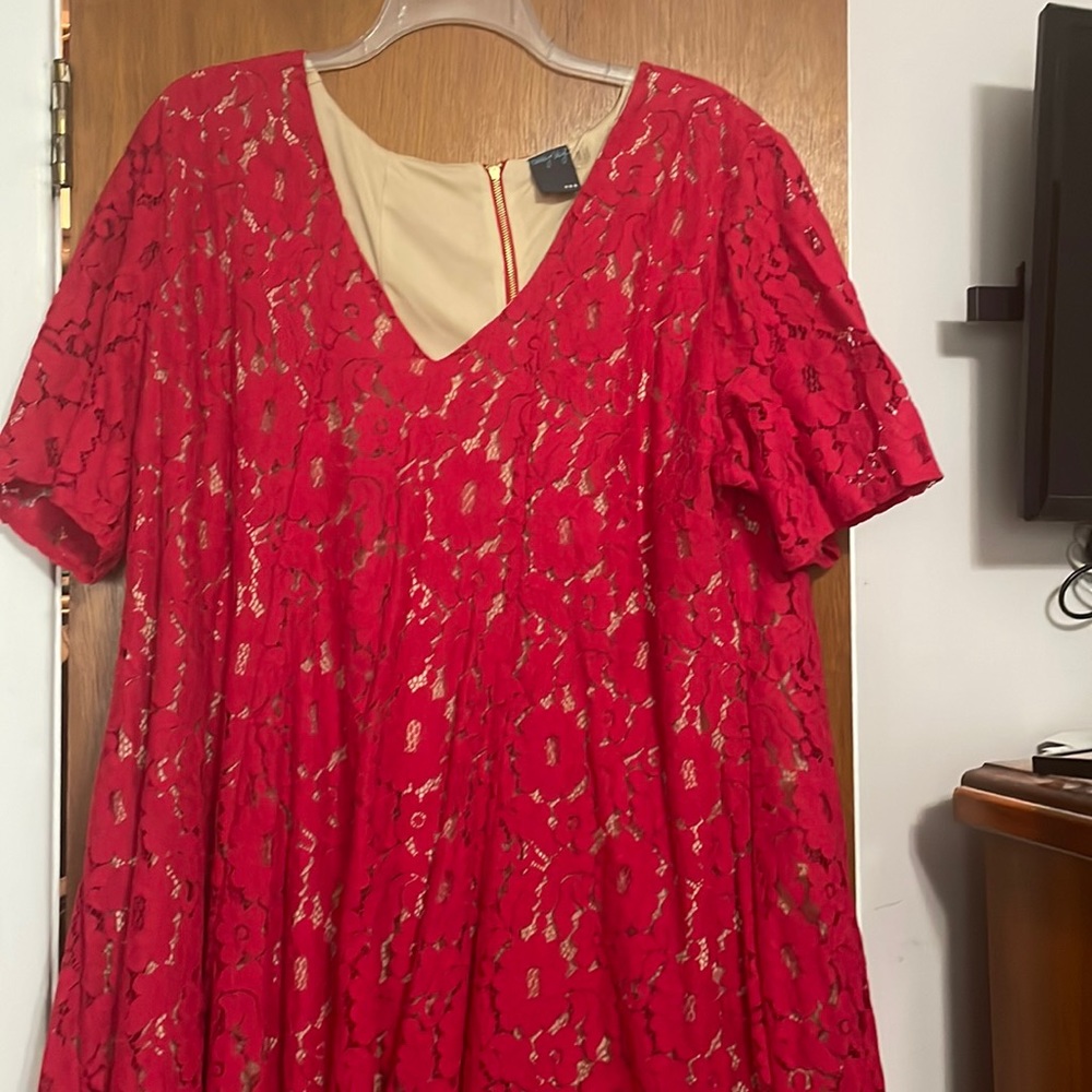 Red lace mini dress